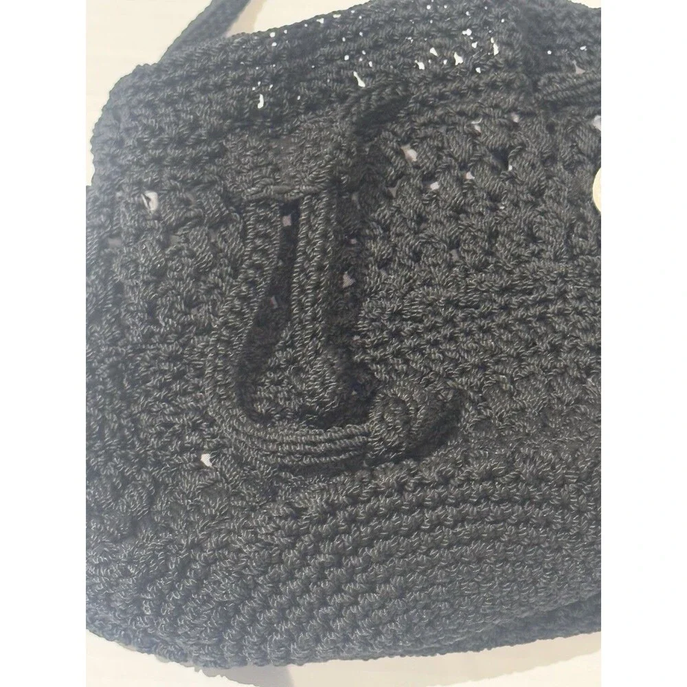 Women's The Sak Black Crochet Shoulder Bag One Size Hobo Bucket Bag Purse NWOT